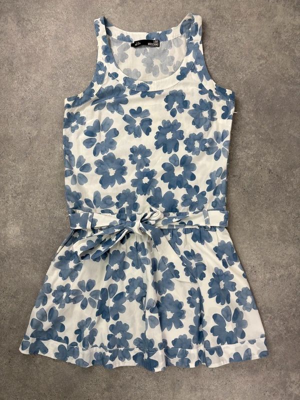 Love moschino blue cotton floral printed flared dress