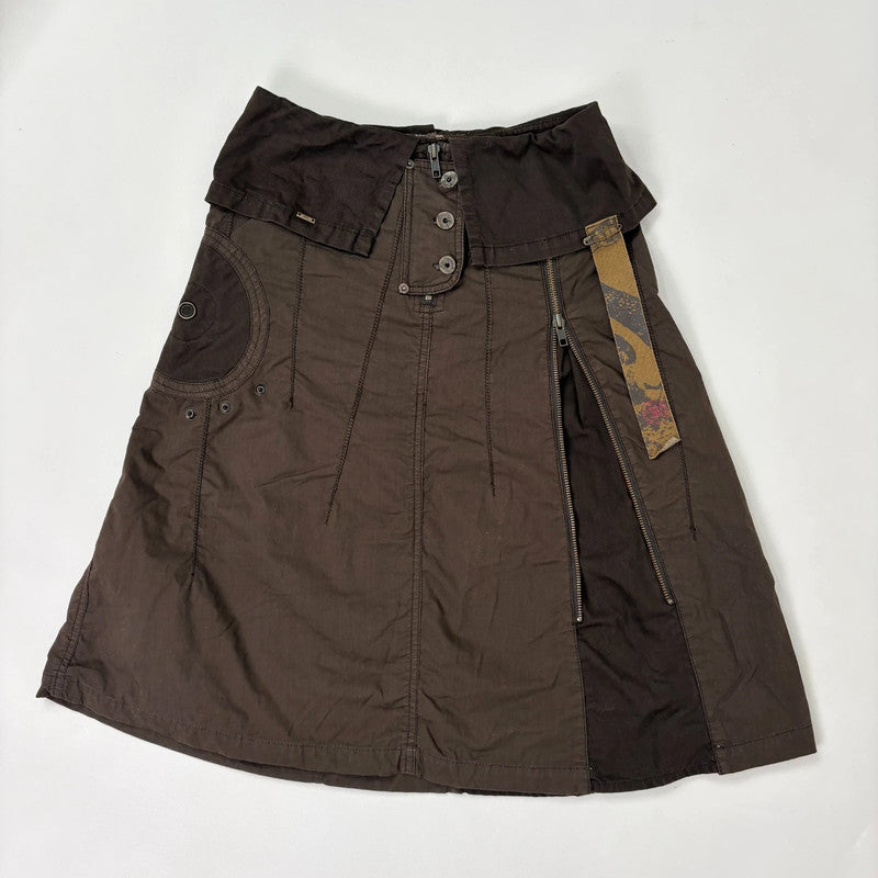 brown stuctured utility skirt