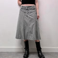 khaki denim distressed skirt