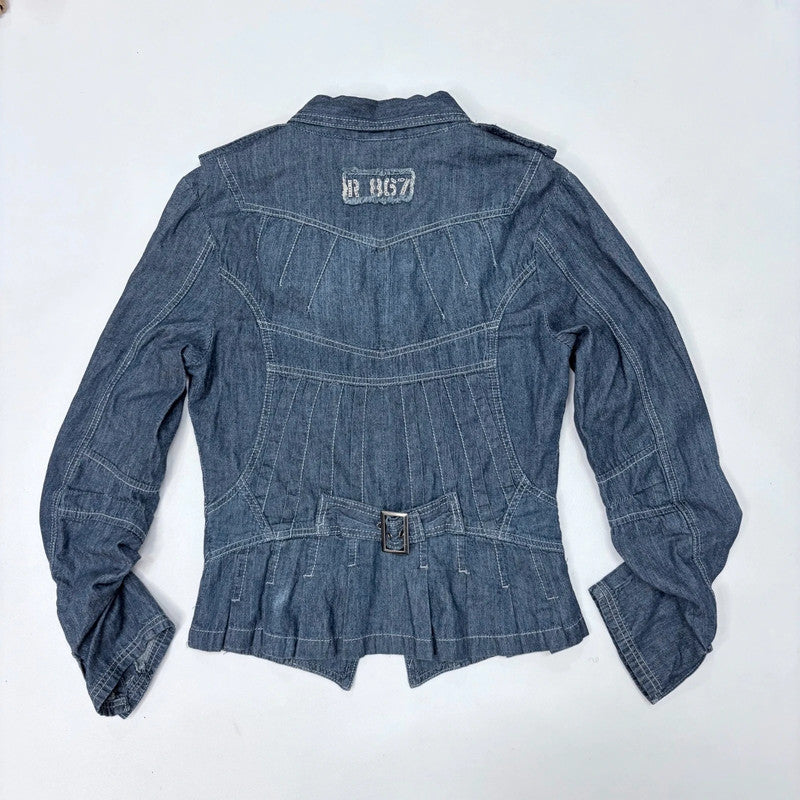 asymmetric structured denim utility jacket