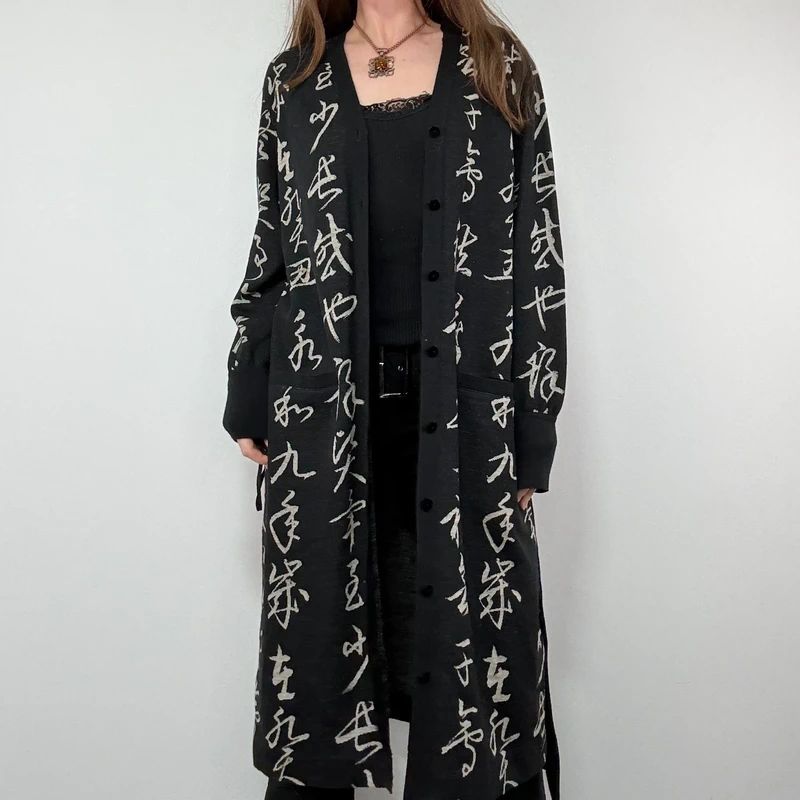 Hanae Mori Longline Wool Cardigan