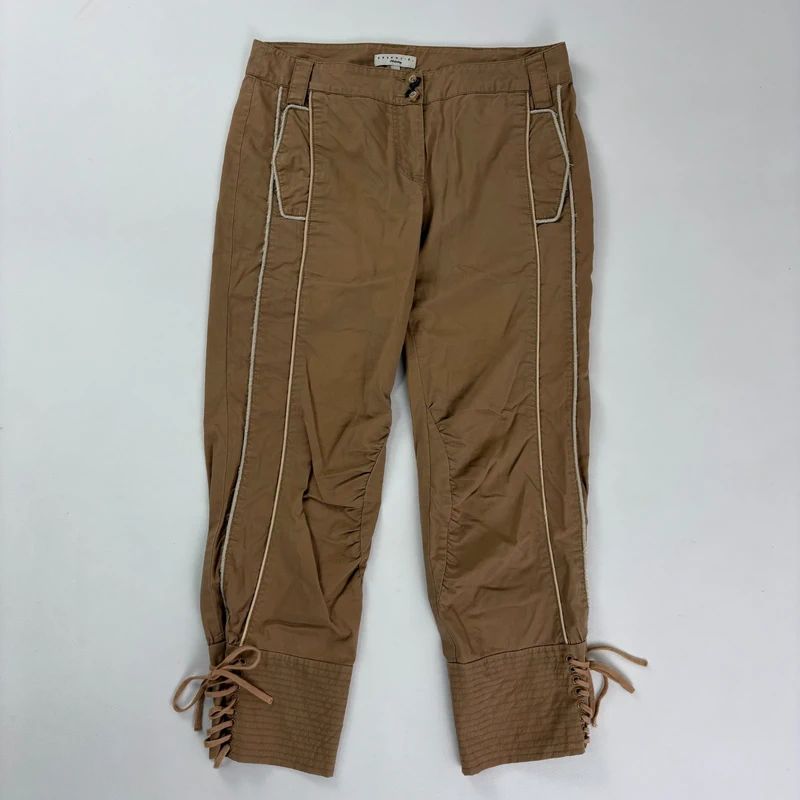 corset lace up tan capri pants