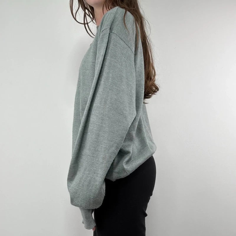 grey fine knit wool blend boxy batwing sweater knit