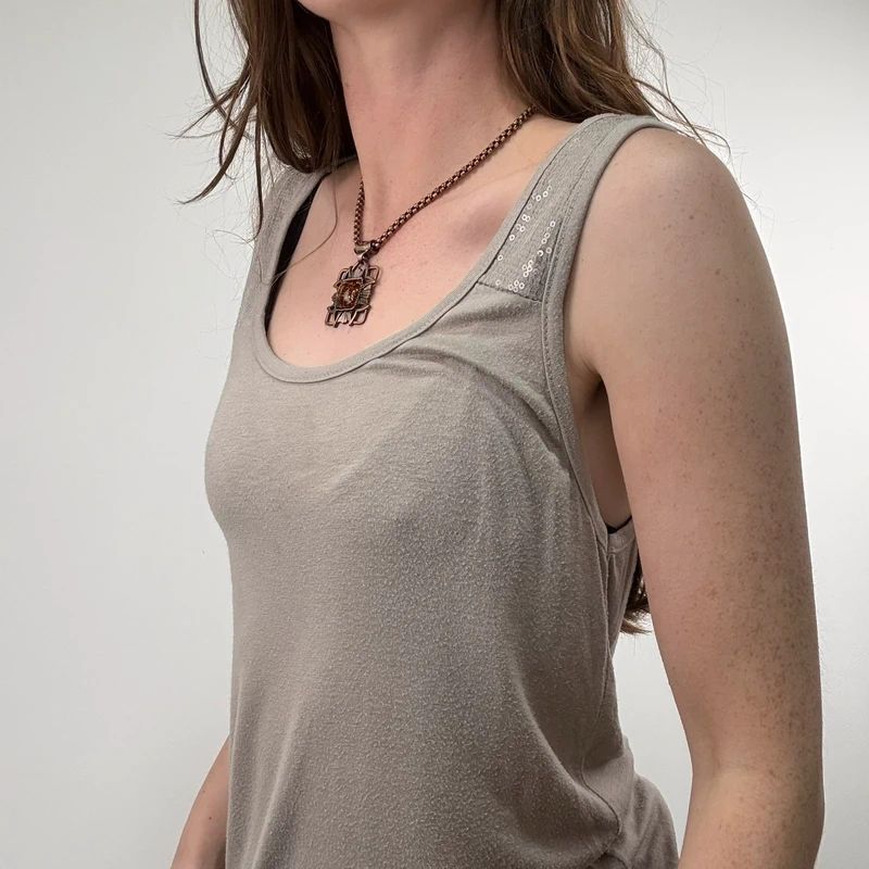 beige slouchy square neck vest top