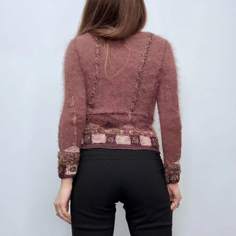 pink embroidered fairycore cardigan