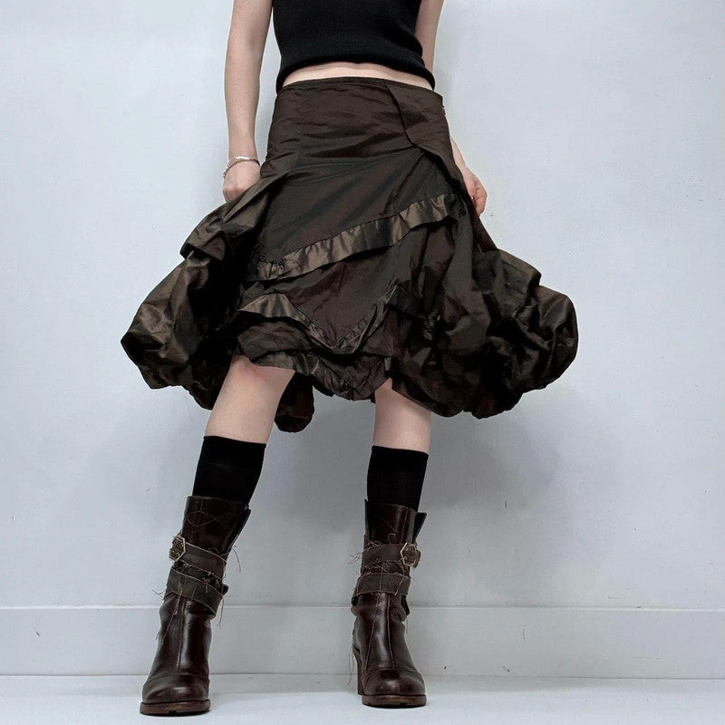 brown layered puff grunge skirt