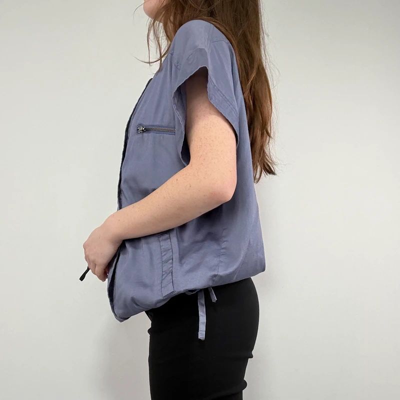 asymmetric button front chore shirt