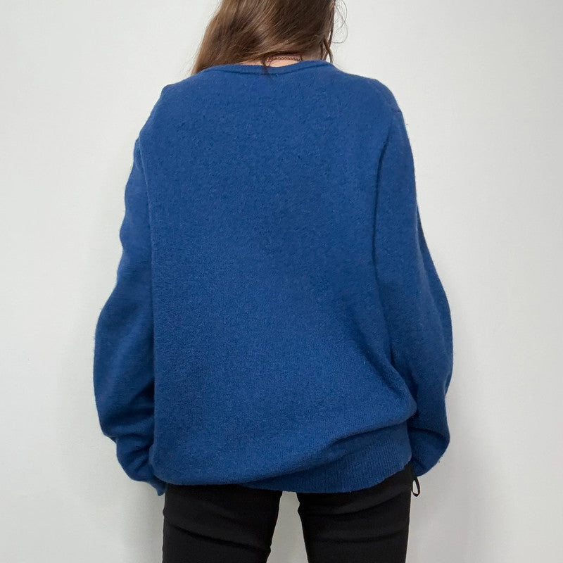 oversized blue wool knitted jumper