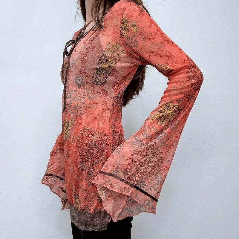 Bell flare paisley hippie fairy shirt