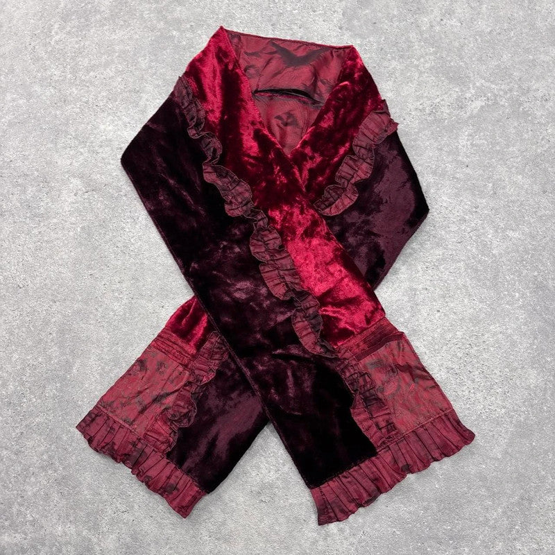 red velvet silk grunge scarf
