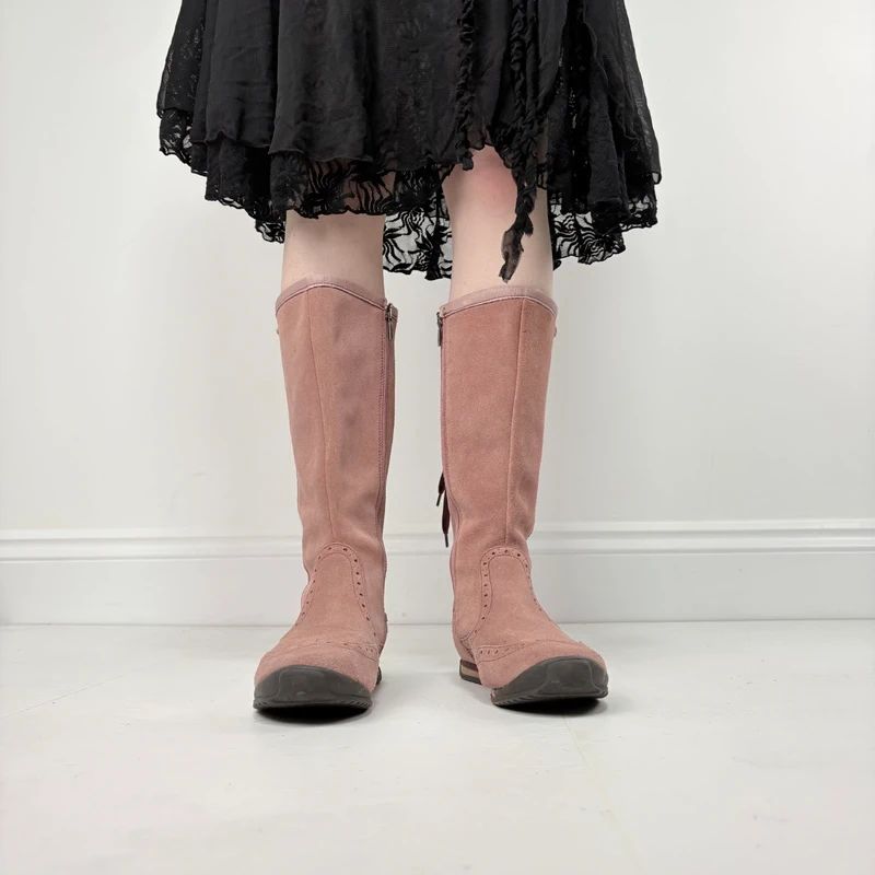 pink suede corset boxing boots