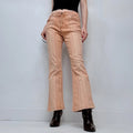 distressed 70s style pinstripe bootcut jeans