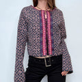 quilted floral padded cropped jacket