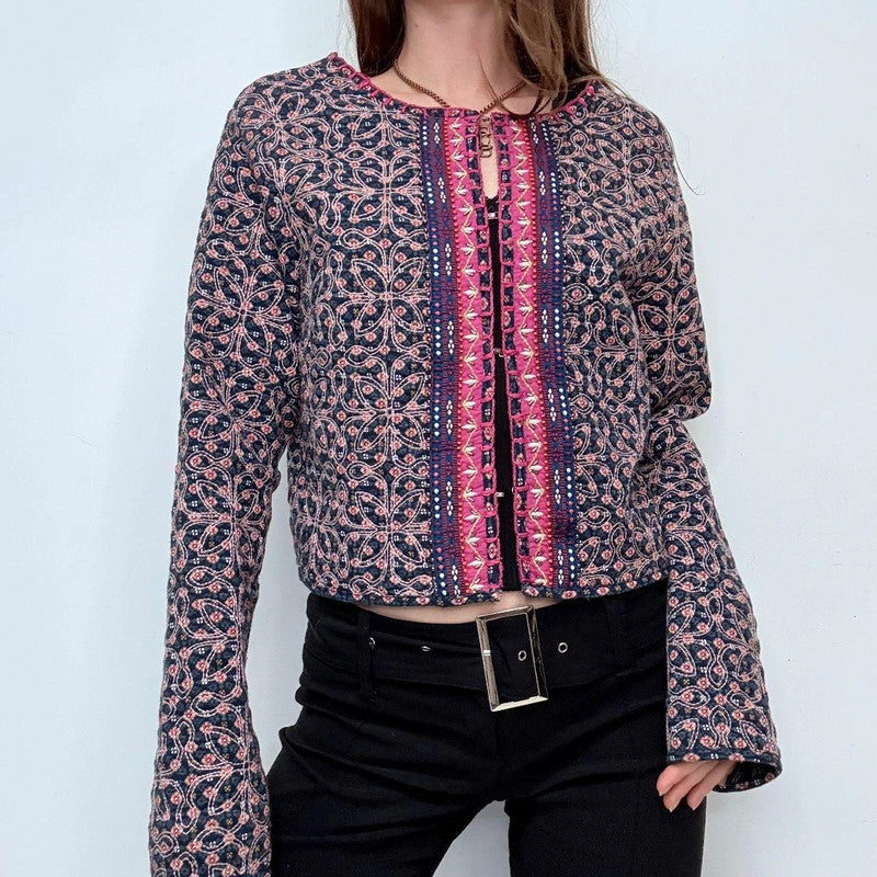 quilted floral padded cropped jacket