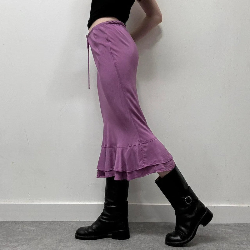 Silk bias cut 90s lace skirt