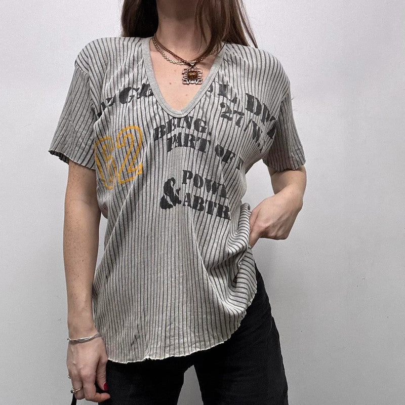 ribbed striped graphic printed tshirt