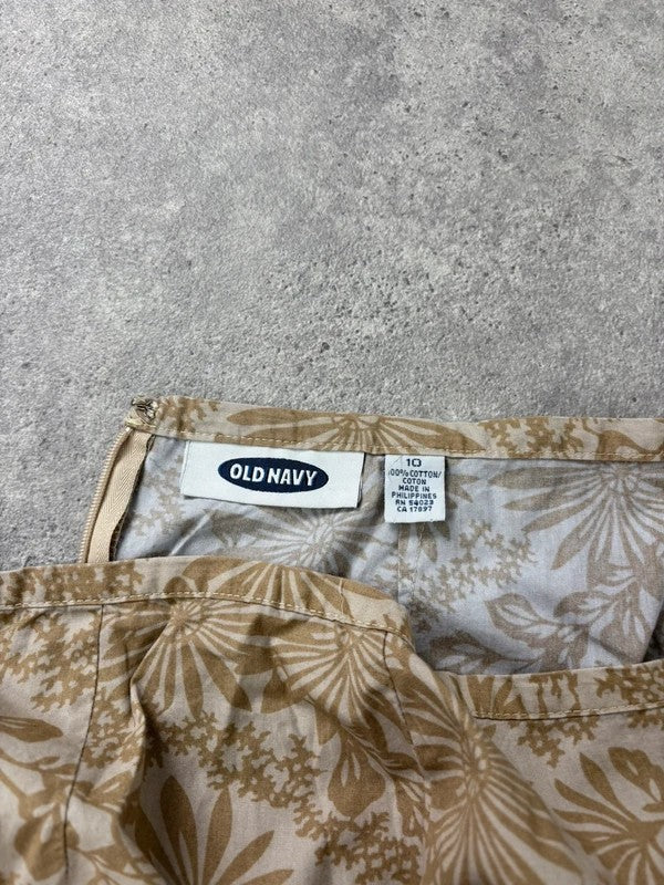 Beige floral double ruffle hem vintage skirt