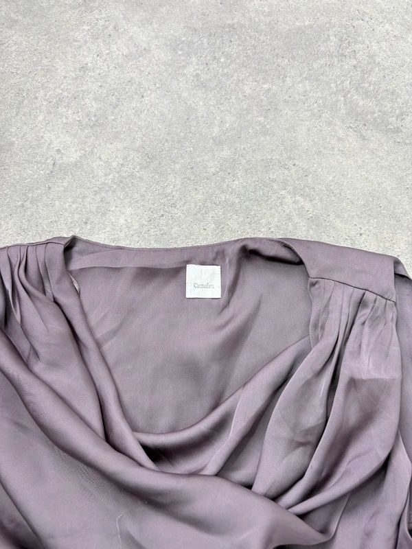draped neck slouchy mini dress
