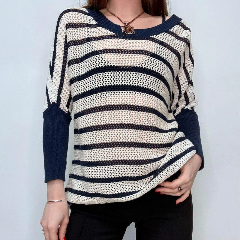 sheer knit slouchy striped jumper