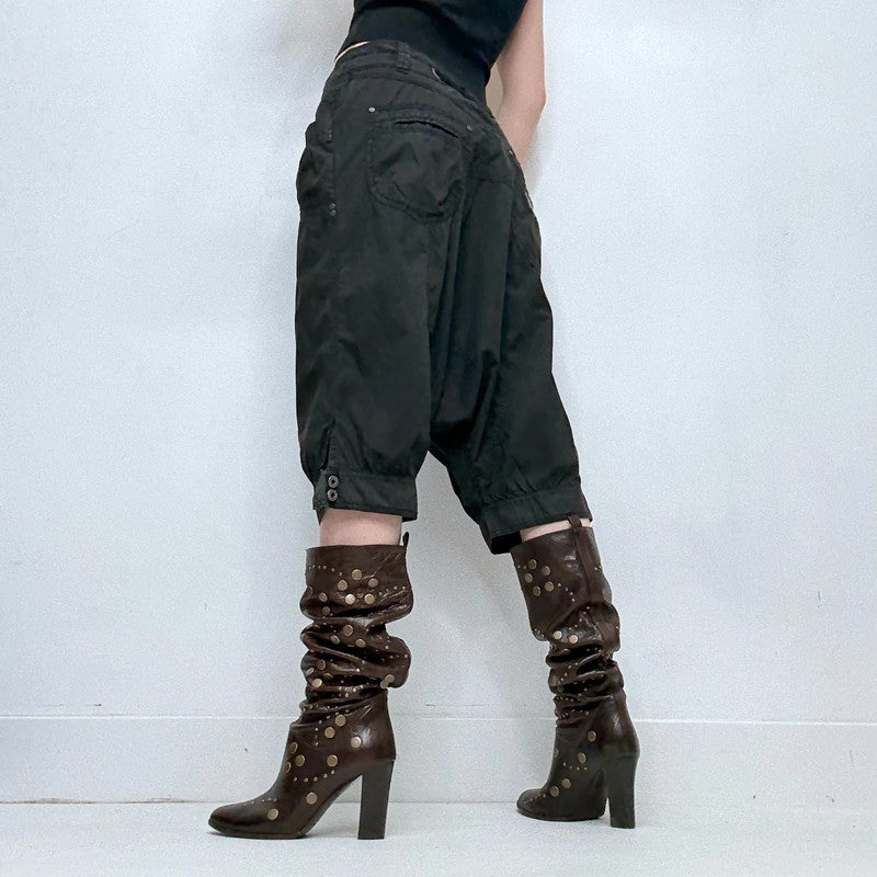 black cropped batwing capri pants