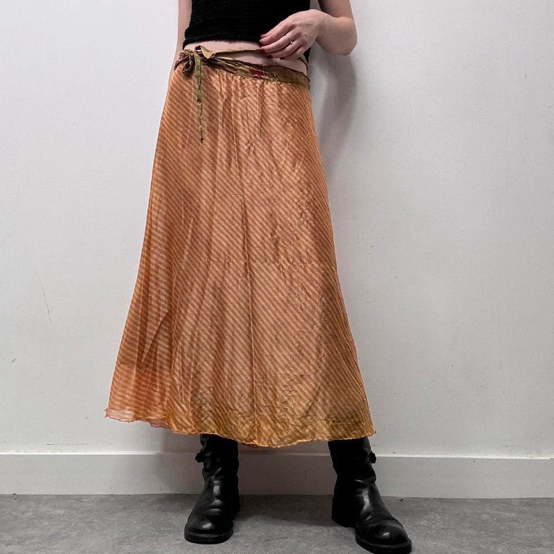 layered paisley boho silk skirt