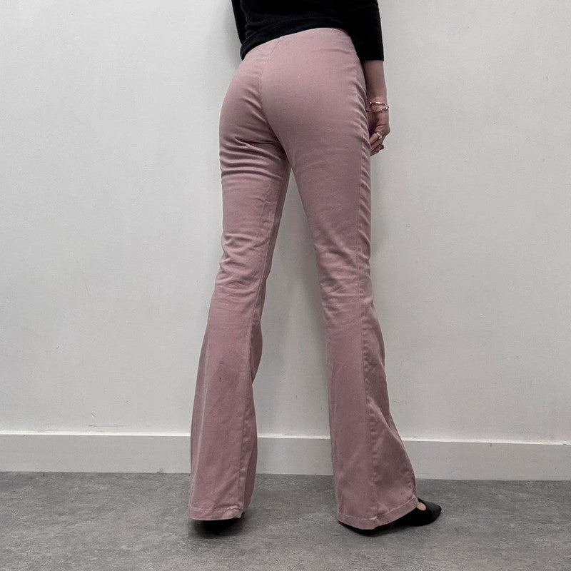 pink corset flared jeans