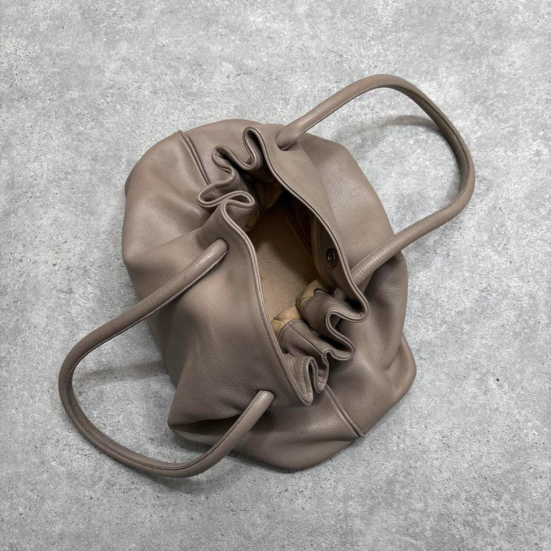 chunky oversized tan leather shoulder bag