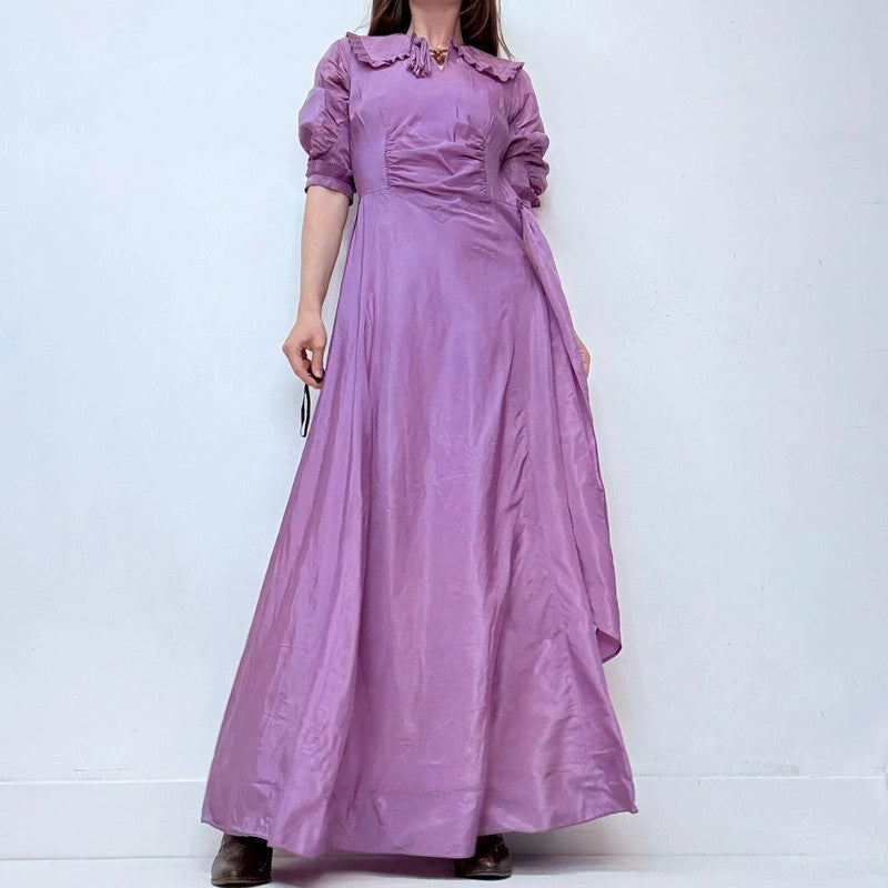 purple antique maxi ruched dress