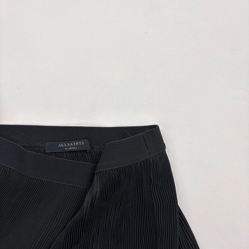 black pleated crinkle allsaints skirt