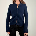 navy blue wool knitted cardigan
