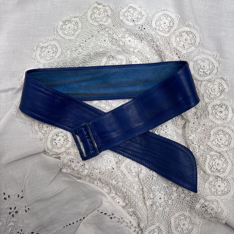 thick blue leather belt