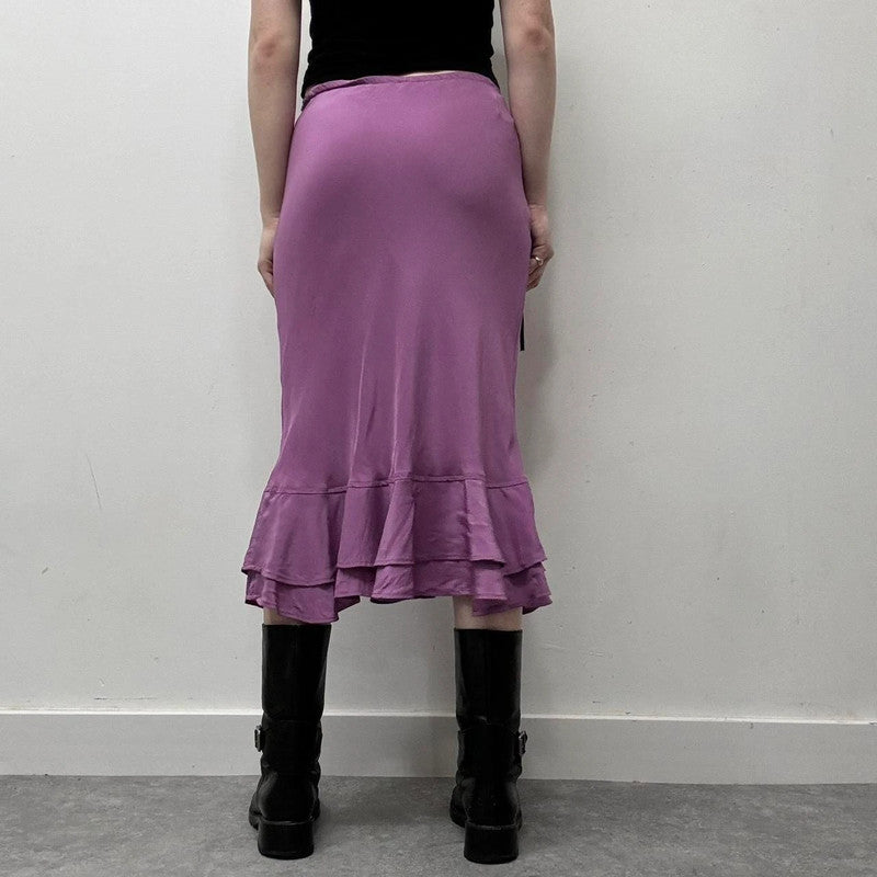 Silk bias cut 90s lace skirt