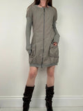 khaki Cop Copine long sleeve puff utility dress