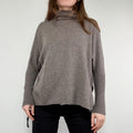 brown slouchy cashmere batwing jumper