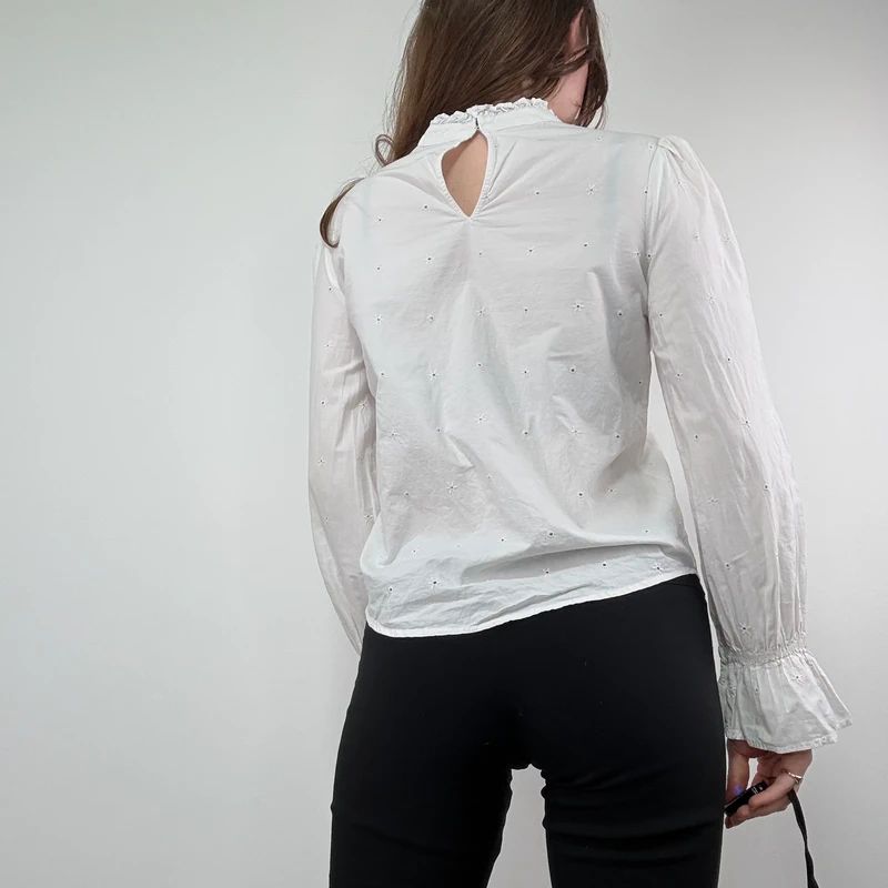 White Lace Cotton Edwardian style Shirt