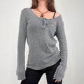slouchy grey distressed t-shirt