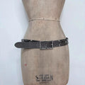 silver studded diamond leather belt