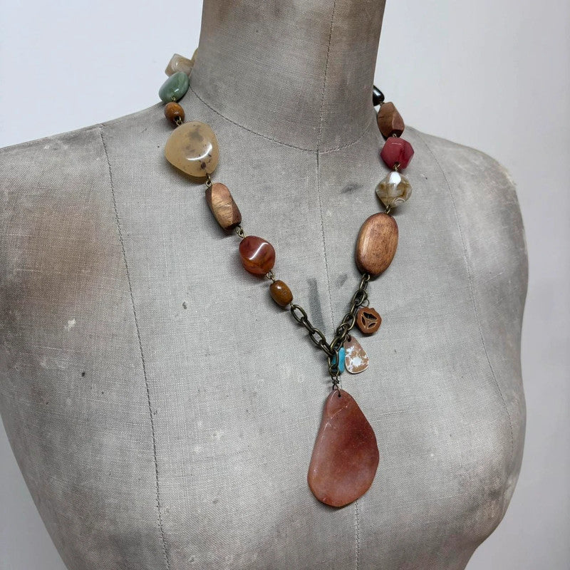 layered chain crystal necklace