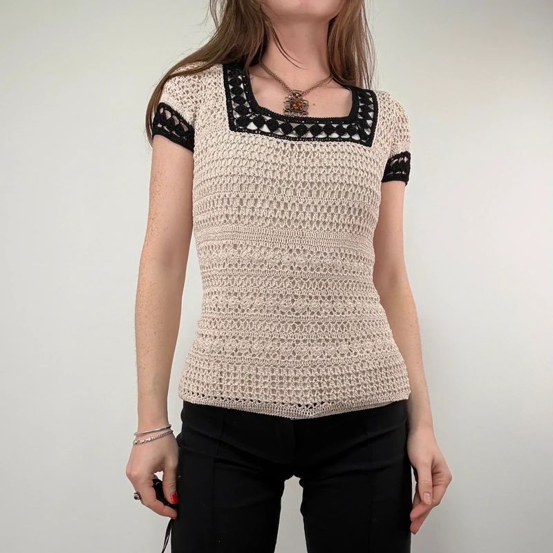 Crochet Lace Knit Cream top