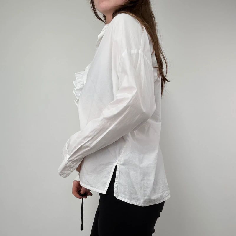 Edwardian white cotton Ruffle Coquette Shirt