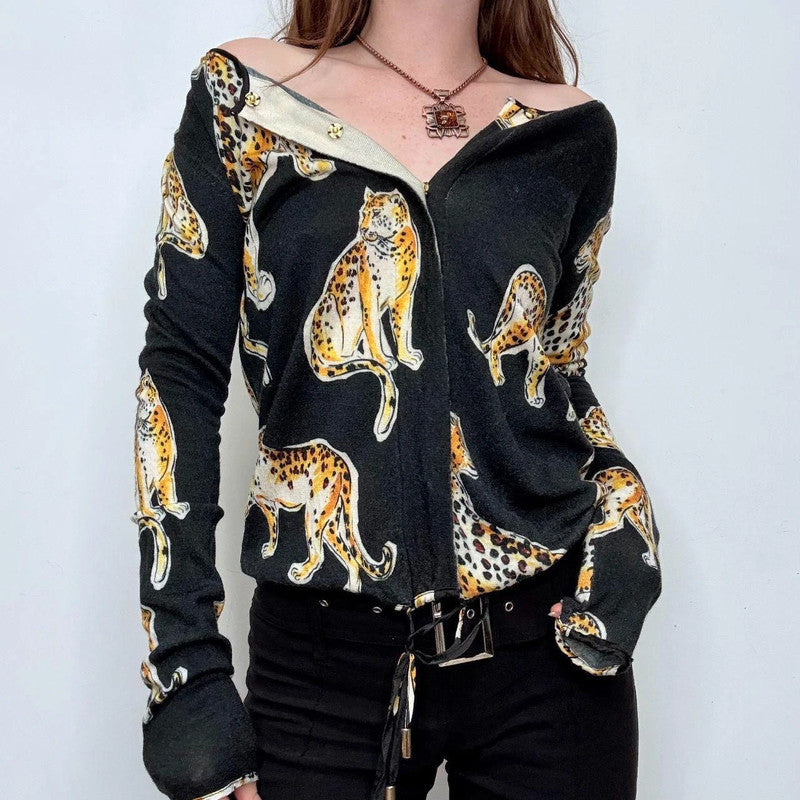 Roberto Cavalli knitted leopard print cardigan