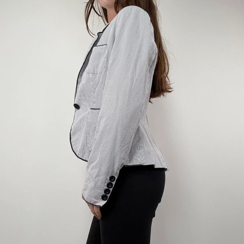Pinstripe Flared Military Jacket