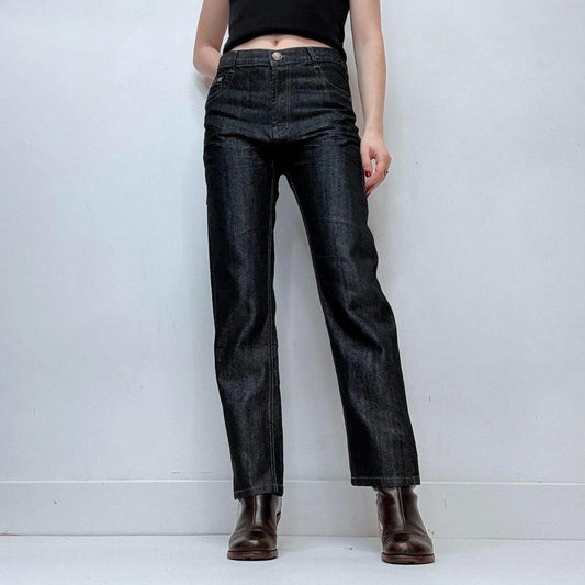 dark denim salvage wash fitted jeans