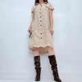 tan linen Burberry Utility dress