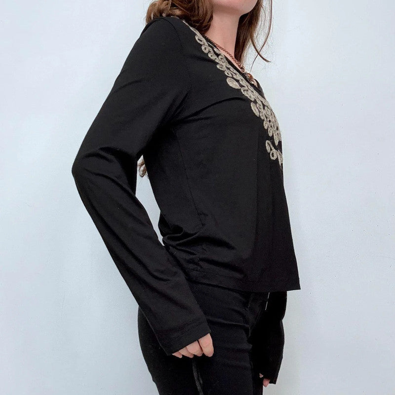 black mohair embroidered t-shirt