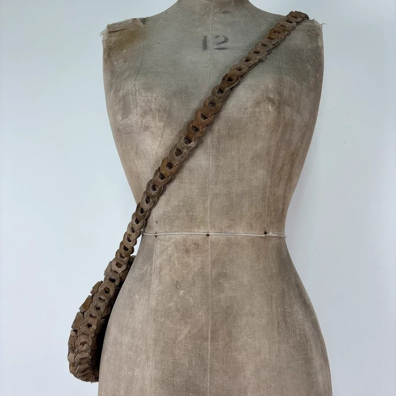 Boho suede circle woven crossbody bag