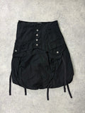 black grunge puff midi skirt