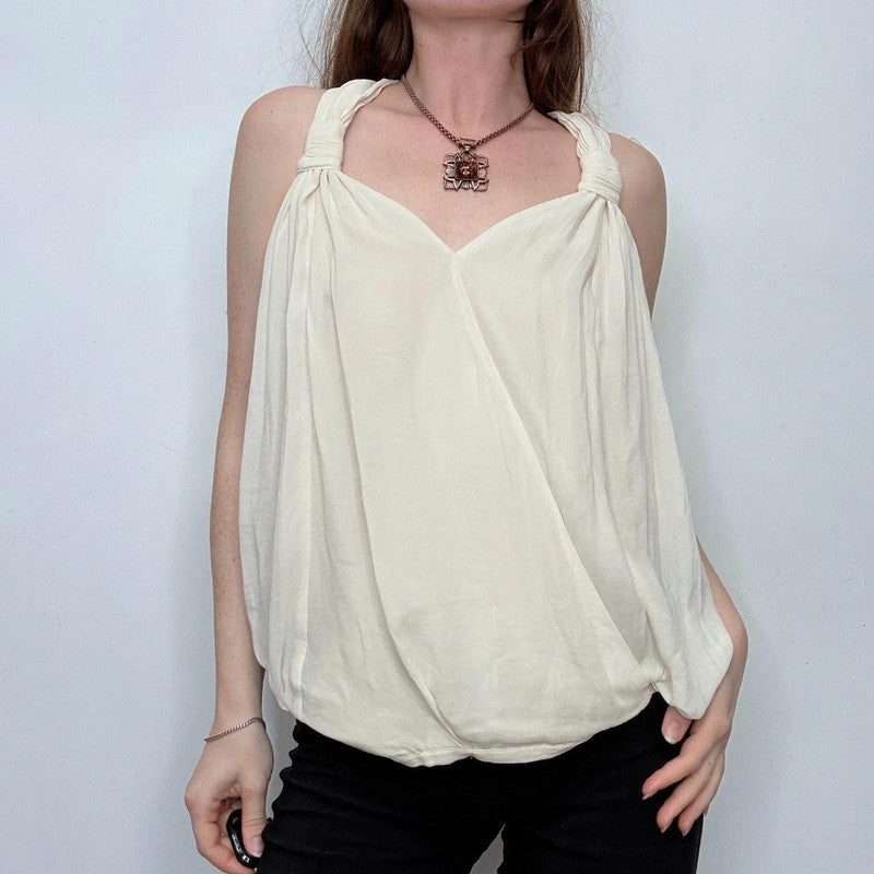 draped cream floaty knotted vest