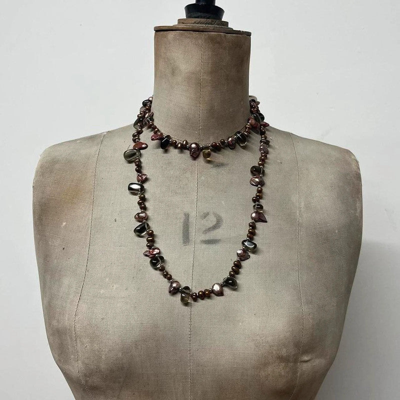 grunge pearl crystal necklace