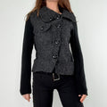 asymmetric wool high neck slouchy jacket